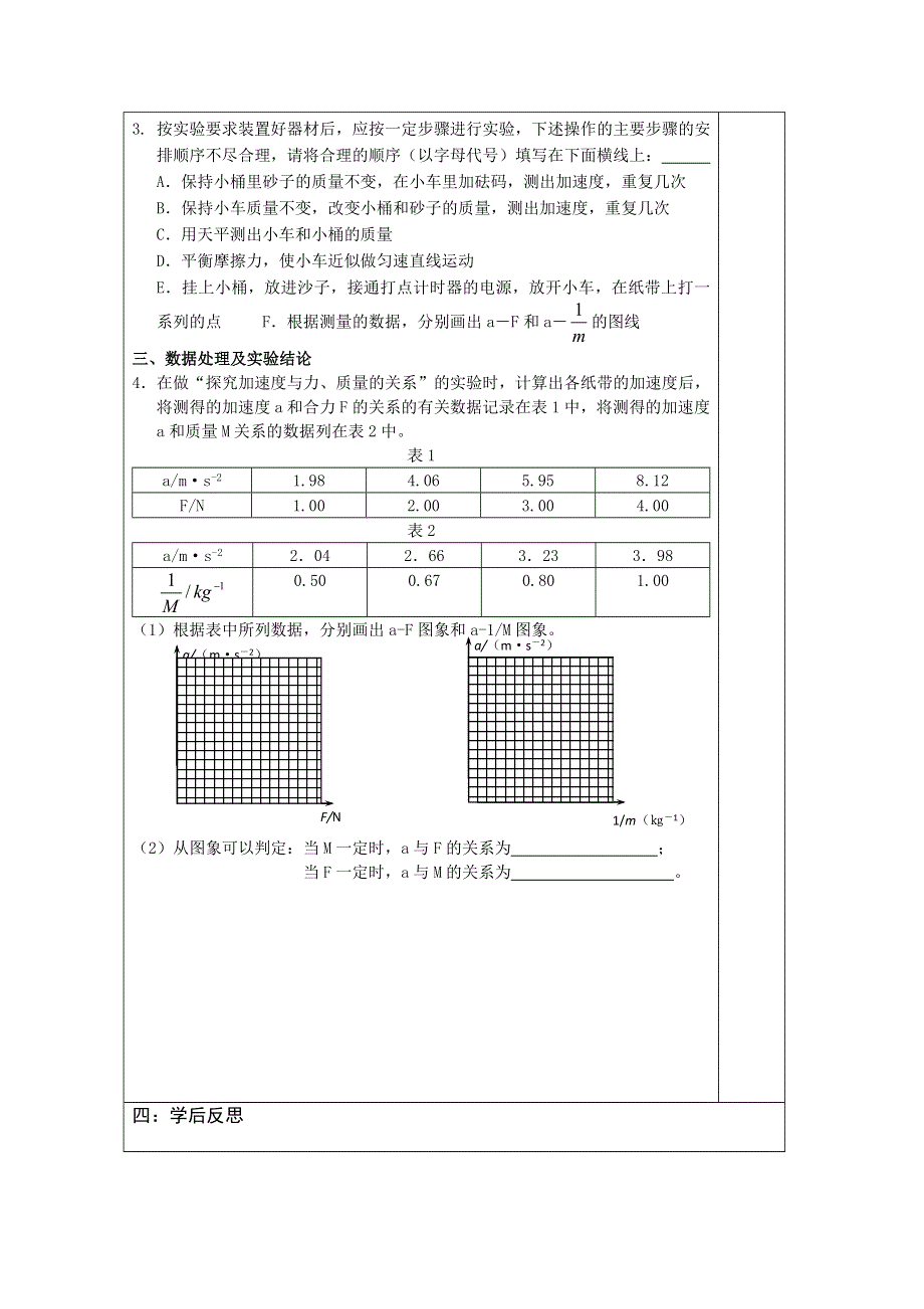 《原创》江苏省2013—2014学年物理（新人教版）必修一同步导学案：4.2 探究加速度与力、质量的关系.doc_第2页