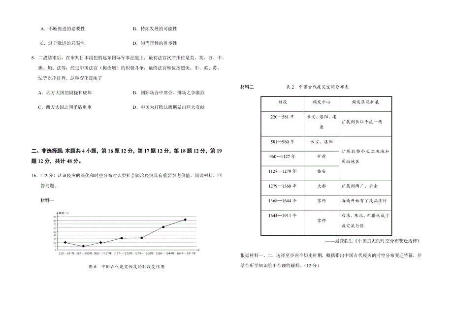 山东省潍坊市北海中学2019-2020学年高二下学期期末考试历史模拟试题8 WORD版含答案.docx_第3页