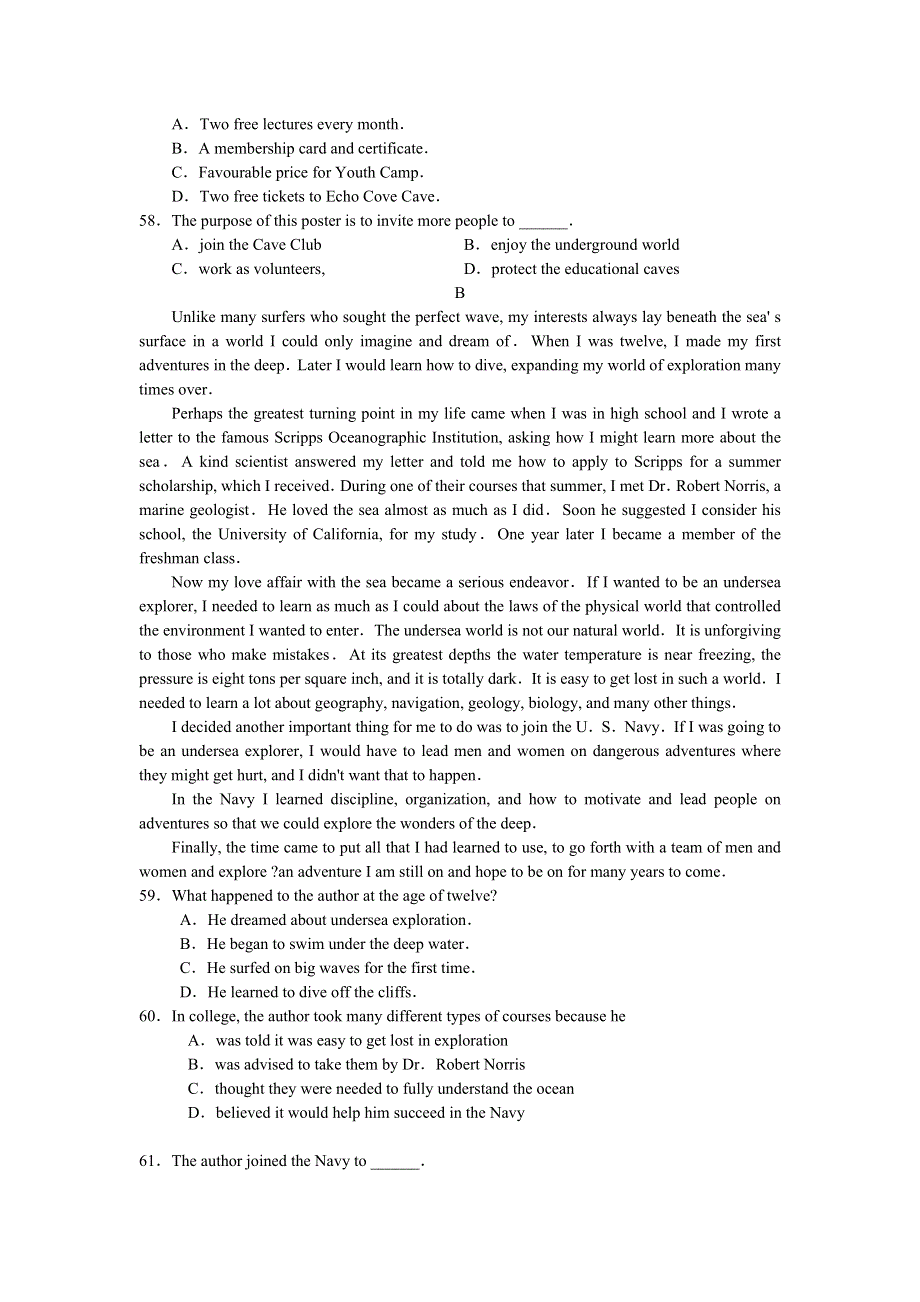 北京市2012届高三下学期综合练习试题分类汇编之阅读理解：北京市丰台区.doc_第2页