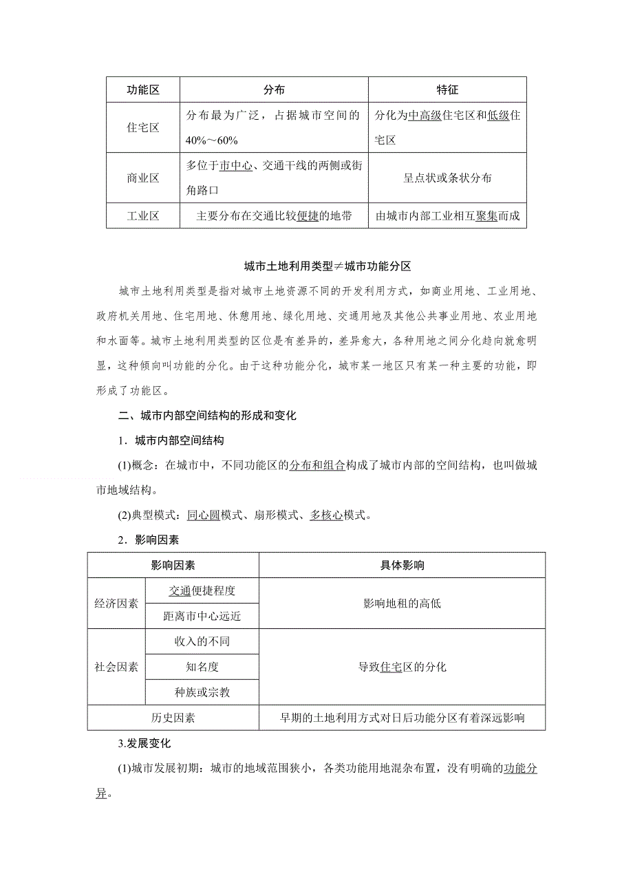 2019-2020学年人教版地理必修二江苏专用讲义：第二章 第一节　城市内部空间结构 WORD版含答案.doc_第2页