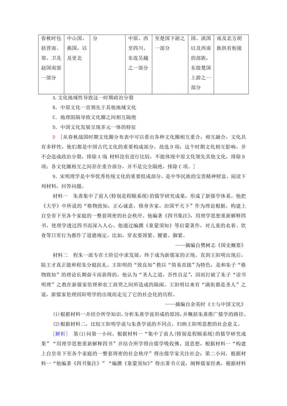 2020-2021学年新教材高中历史 第1单元 源远流长的中华文化 第1课 中华优秀传统文化的内涵与特点课时作业（含解析）新人教版选择性必修3.doc_第3页