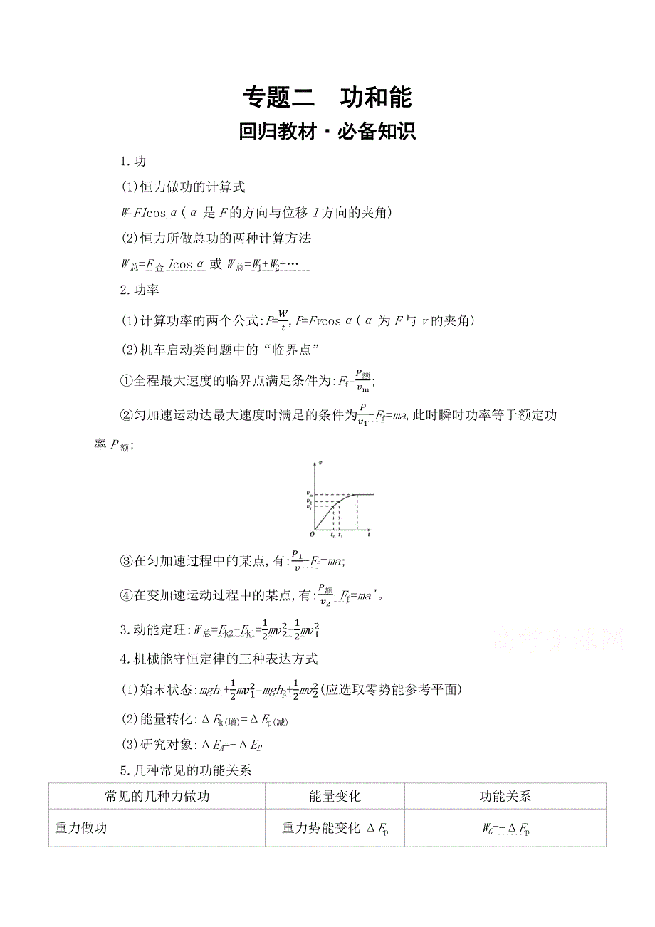 2021版高考物理人教版江苏专用二轮学案：专题二　功和能 WORD版含解析.docx_第1页