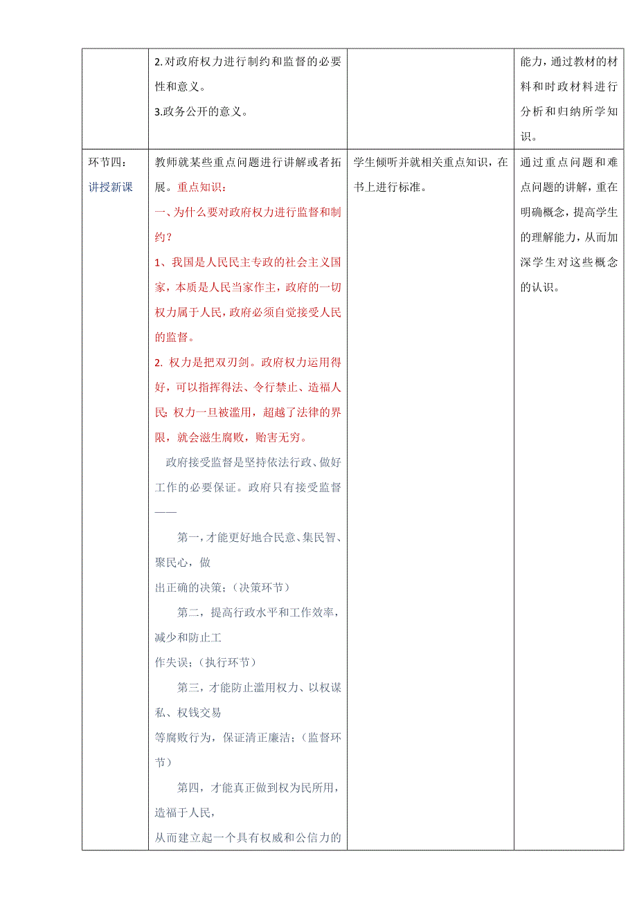 北京市2015-2016学年高一政治下册（必修2）2.4.2 权力的行使：需要监督（教学设计） WORD版.doc_第2页