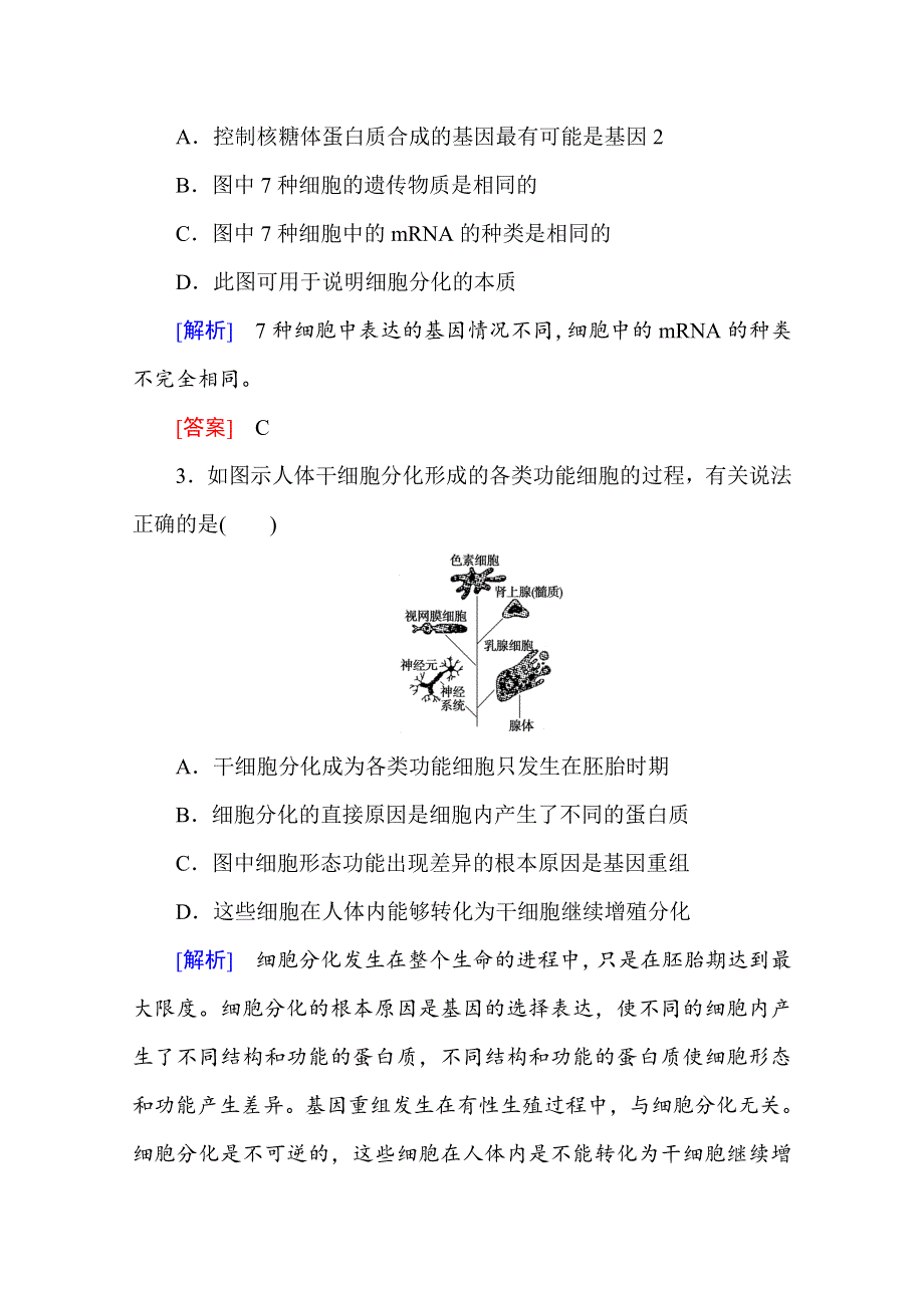 2016新课标高考总复习高三生物一轮复习：课后限时自测 必修三 第6章 细胞的生命历程 细胞的分化、衰老、凋亡和癌变.doc_第2页