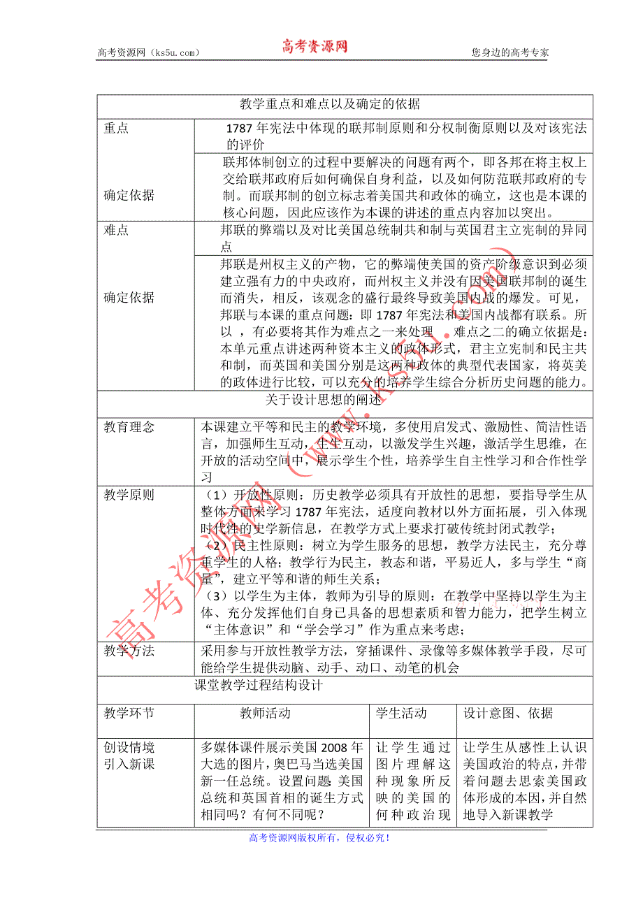 2012高一历史教案 3.2 北美大陆上的新体制 5（08岳麓版必修1）.doc_第2页