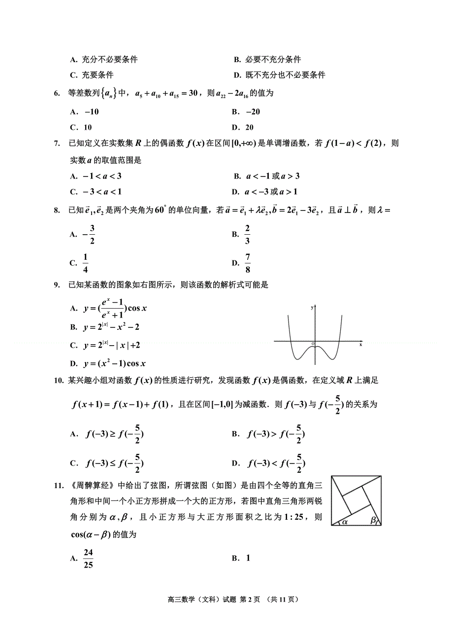 吉林省吉林市普通高中2021届高三第一次调研测试（期中）数学（文）试题 WORD版含答案.doc_第2页