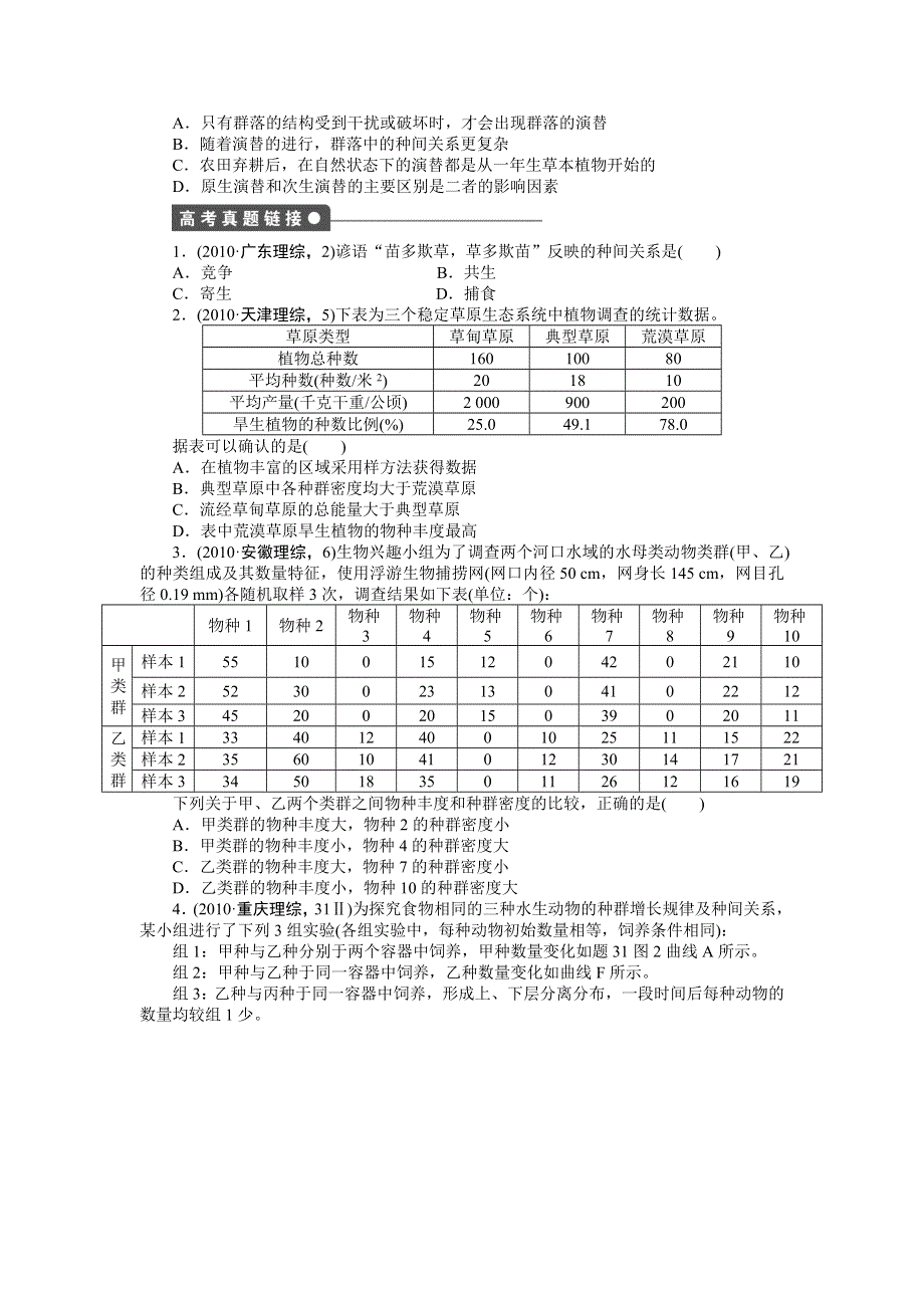 2014-2015学年高二生物浙科版必修3课时作业：第5章 群落 章末复习 WORD版含解析.doc_第2页