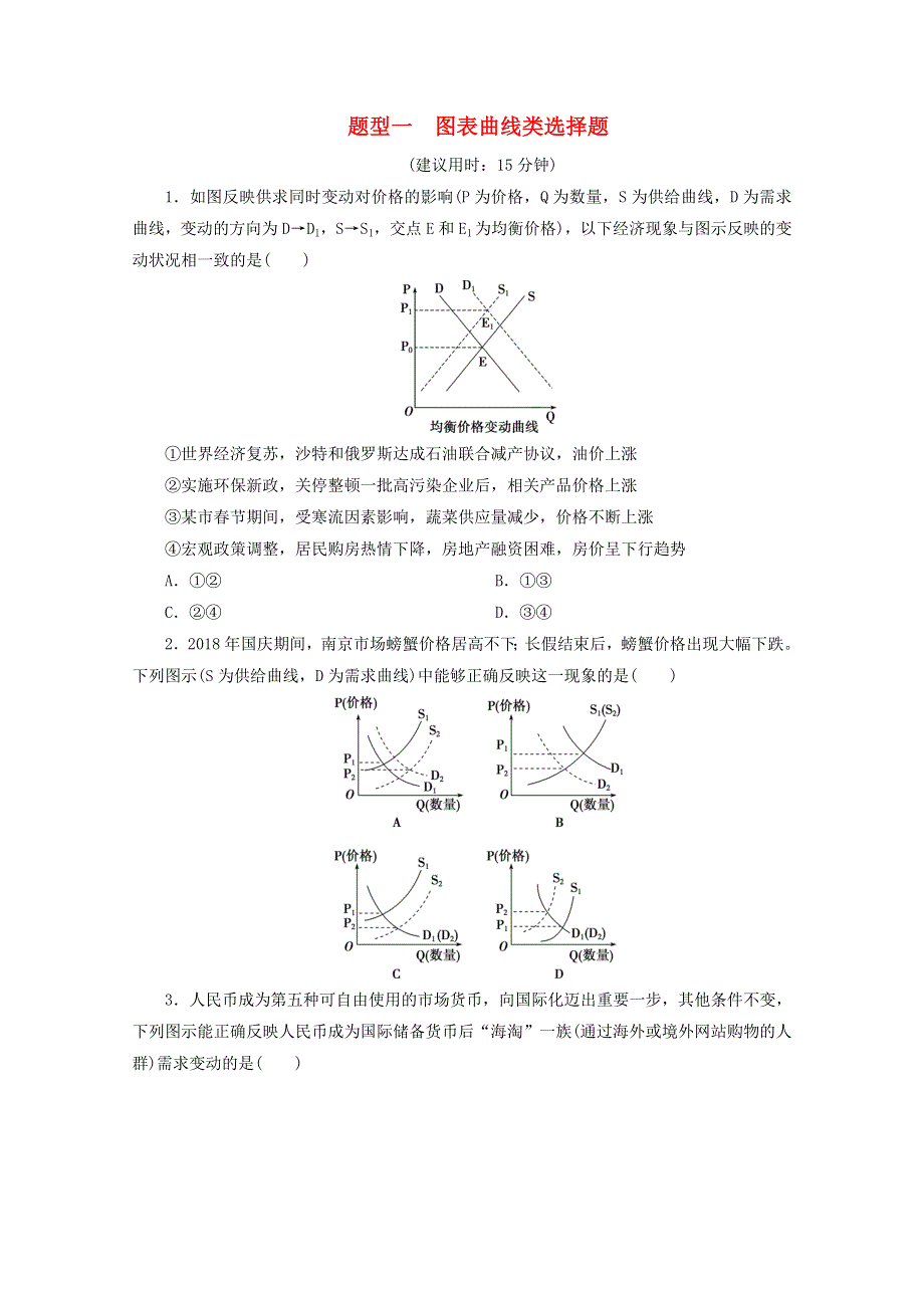 江苏省2020高考政治二轮复习 题型一 图表曲线类选择题（含解析）.doc_第1页