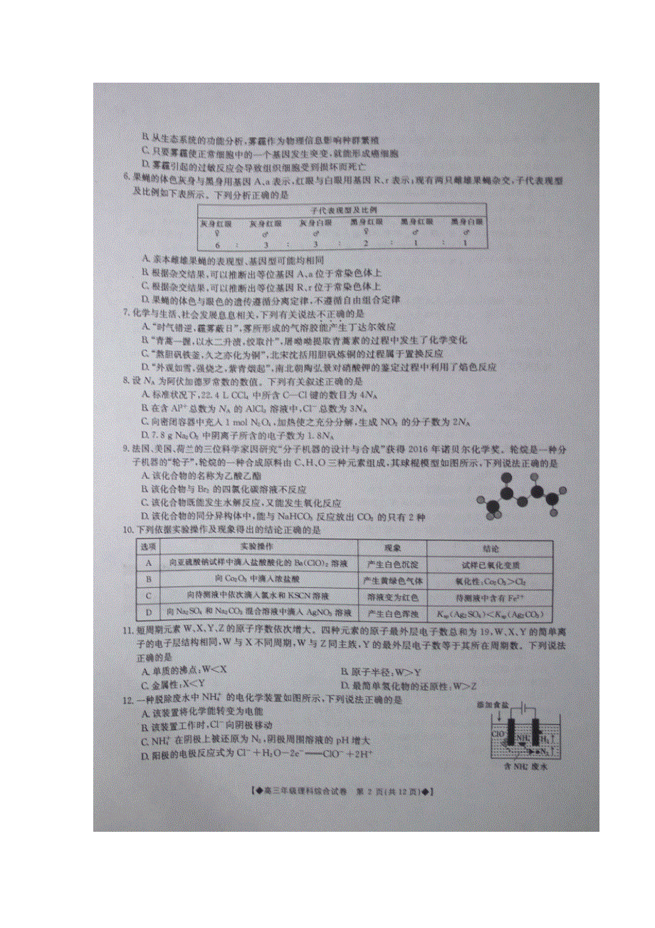 辽宁省重点高中协助校2017届高三寒假学习成果验收考试理科综合试题 扫描版含答案.doc_第2页