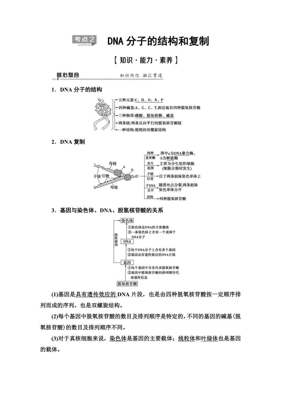 2020高考生物大二轮新突破通用版讲义：第1部分 专题5　考点2　DNA分子的结构和复制 WORD版含解析.doc_第1页