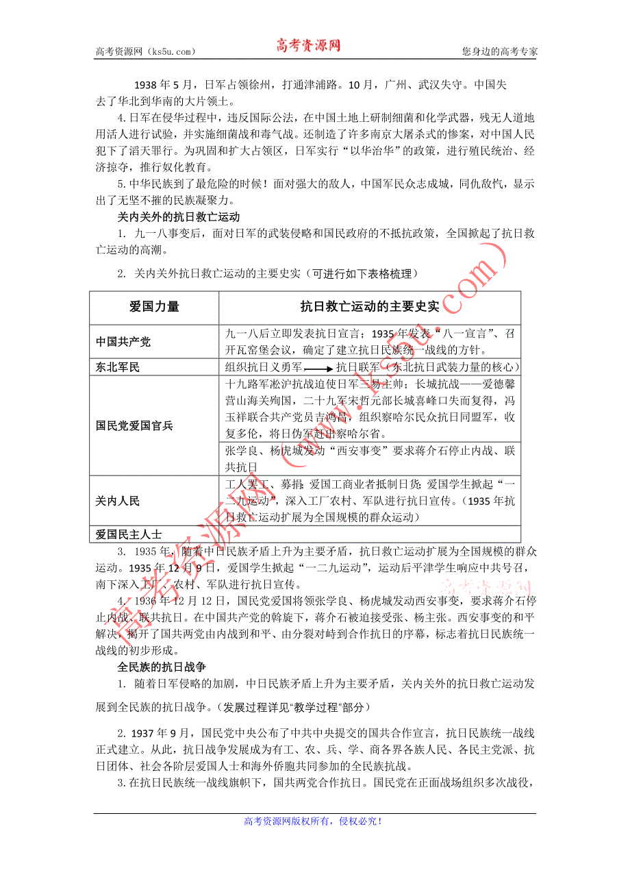 2012高一历史教案 4.7 抗日战争 15（人教版必修1）.doc_第2页