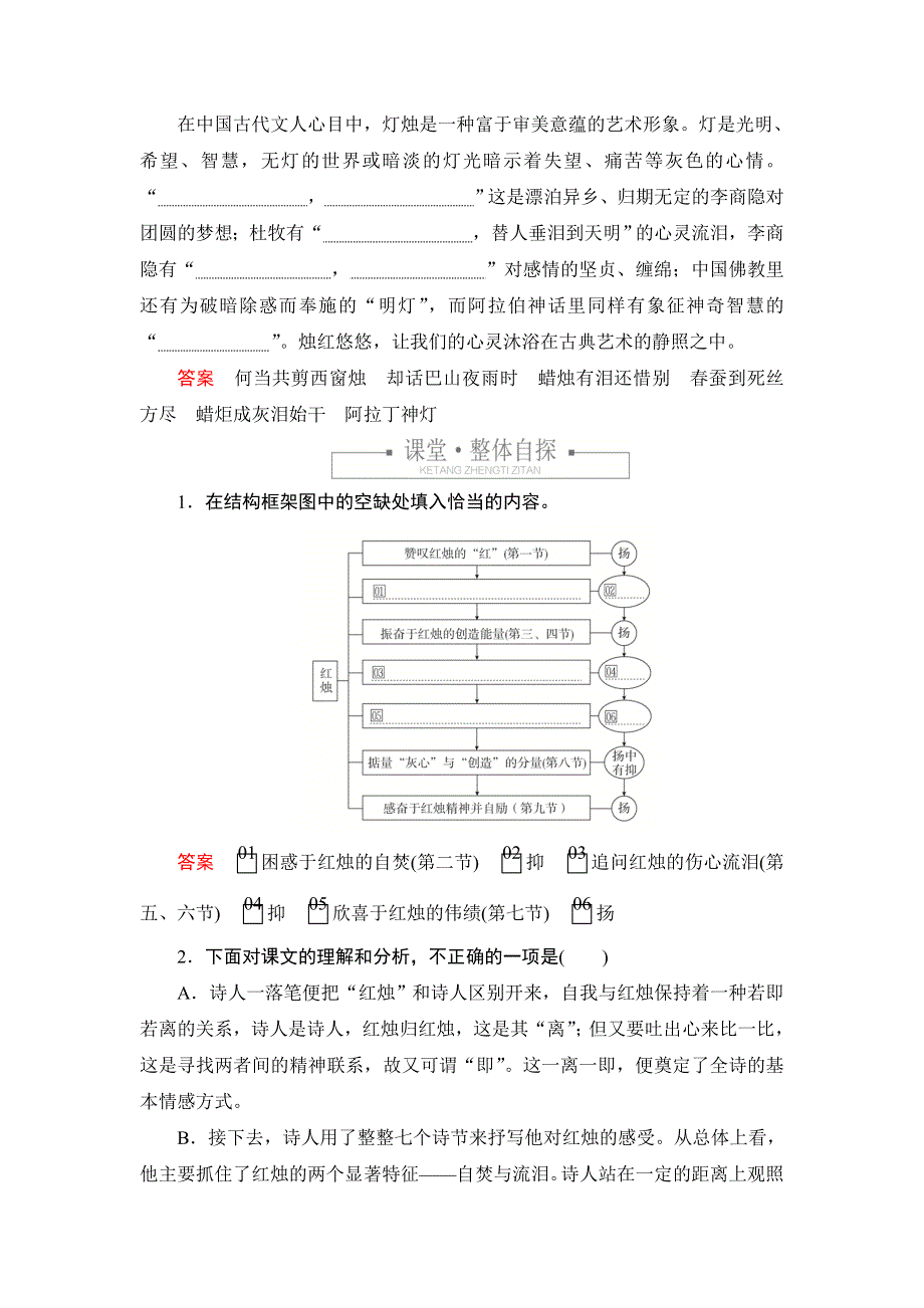 新教材2021-2022学年高中语文部编版必修上册练习：第一单元 4 红烛 WORD版含解析.DOC_第2页