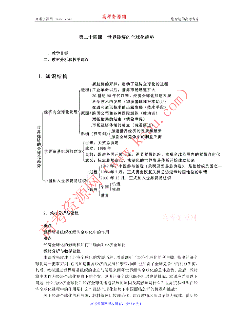 2012高一历史教案 8.3 世界经济的全球化趋势 3（人教版必修2）.doc_第1页