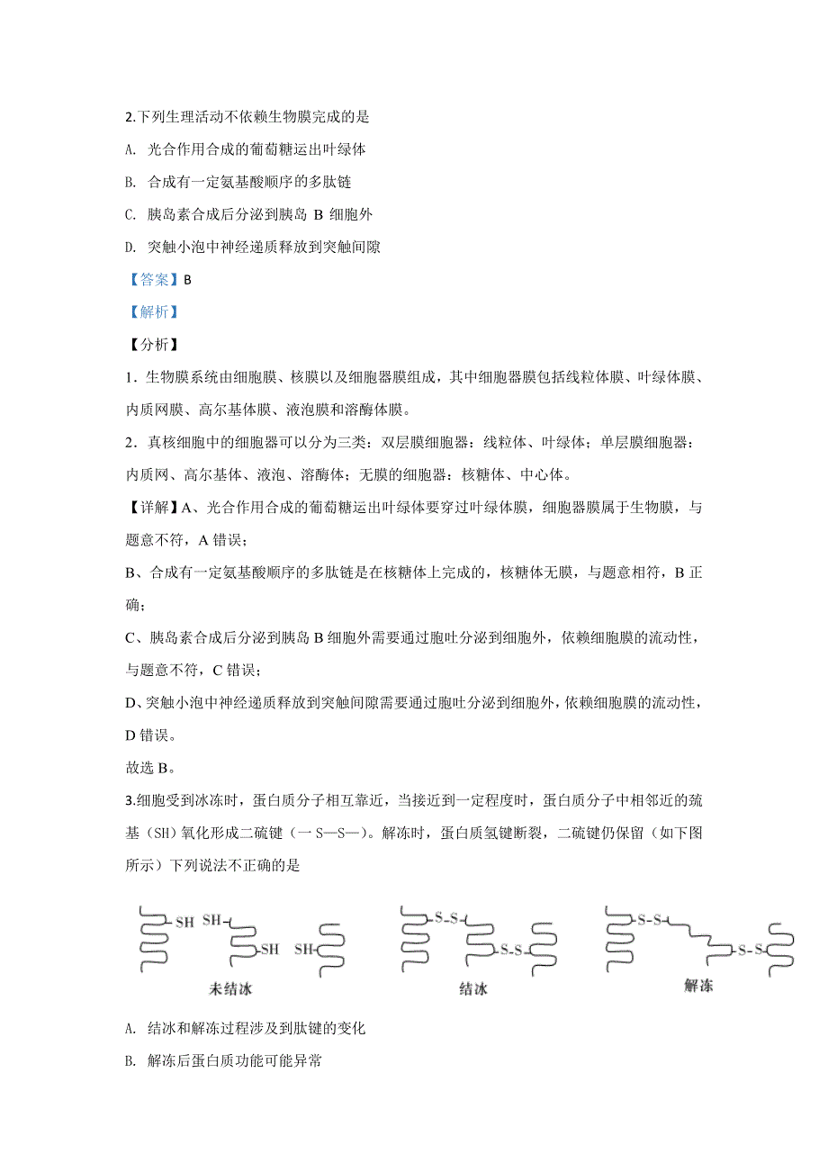 北京市海淀区人大附中2020届高三上学期摸底前练习（二）生物试题 WORD版含解析.doc_第2页