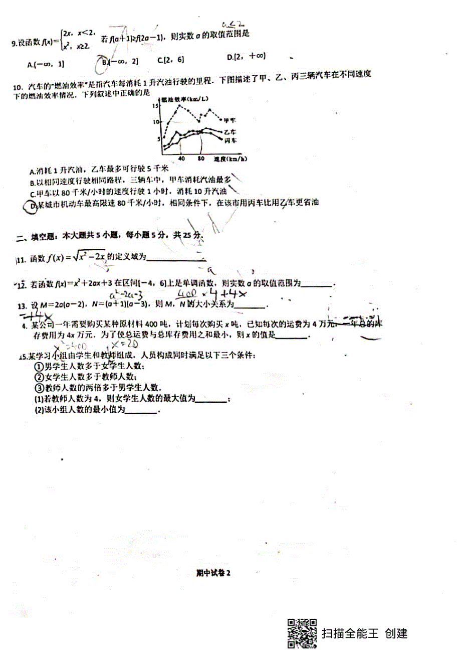 北京市海淀区交大附中2021-2022学年高一上学期期中考试数学试题 扫描版无答案.pdf_第2页