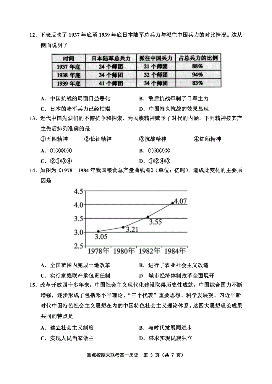 天津市六校2020-2021学年高一上学期期末联考历史试题 PDF版含答案.pdf_第3页