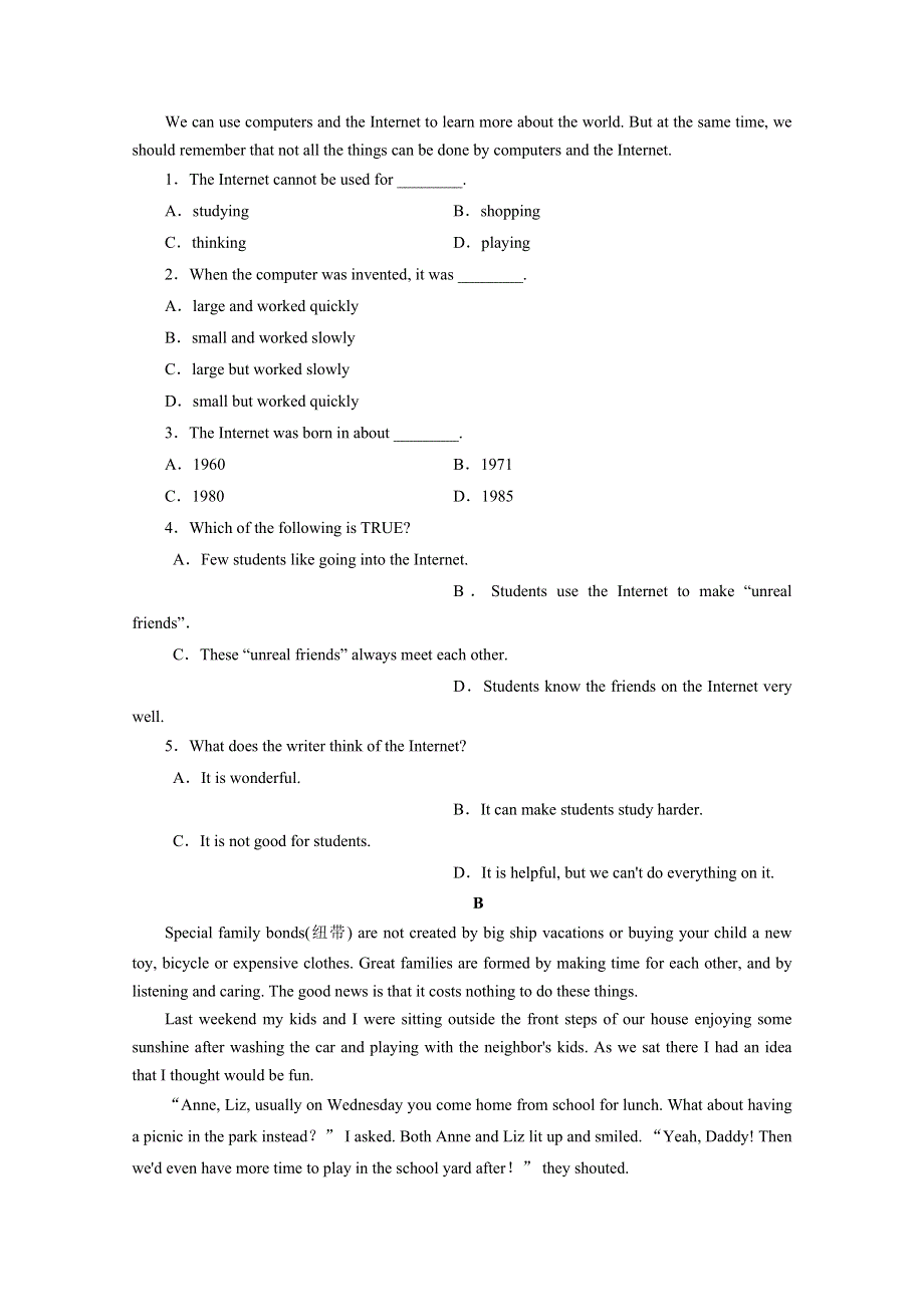 2014-2015学年（高一上）英语（必修1外研版）训练题：MODULE 6 课时作业(十二) WORD版含答案.doc_第3页