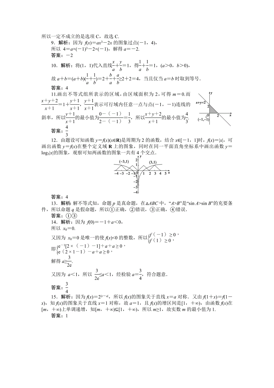 2016版《优化方案》高考数学（浙江版·理科）二轮专题复习特色训练：小题专题练（一） WORD版含答案.doc_第3页