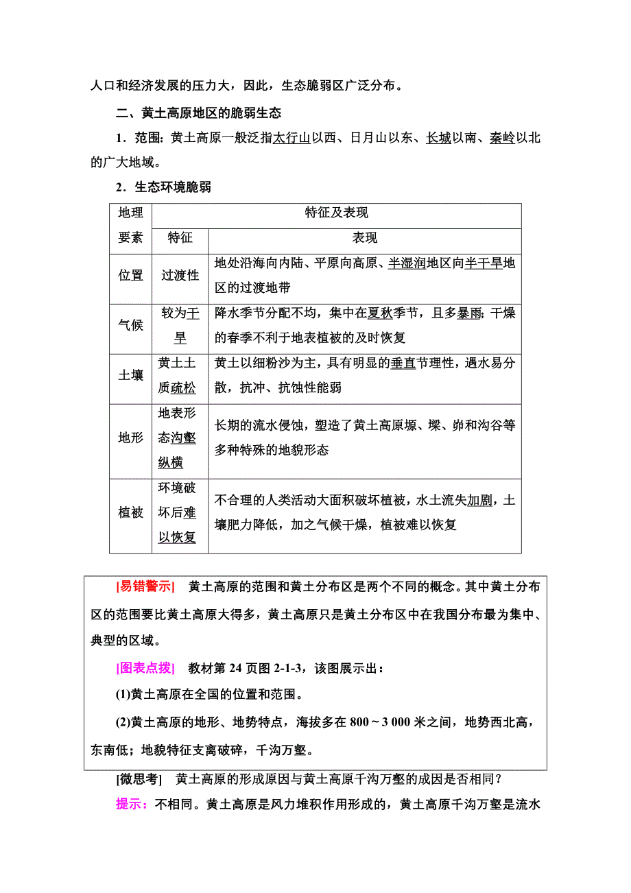 新教材2021-2022学年高中鲁教版地理选择性必修2学案：第2单元　第1节　生态脆弱地区的发展——以黄土高原地区为例 WORD版含解析.doc_第2页