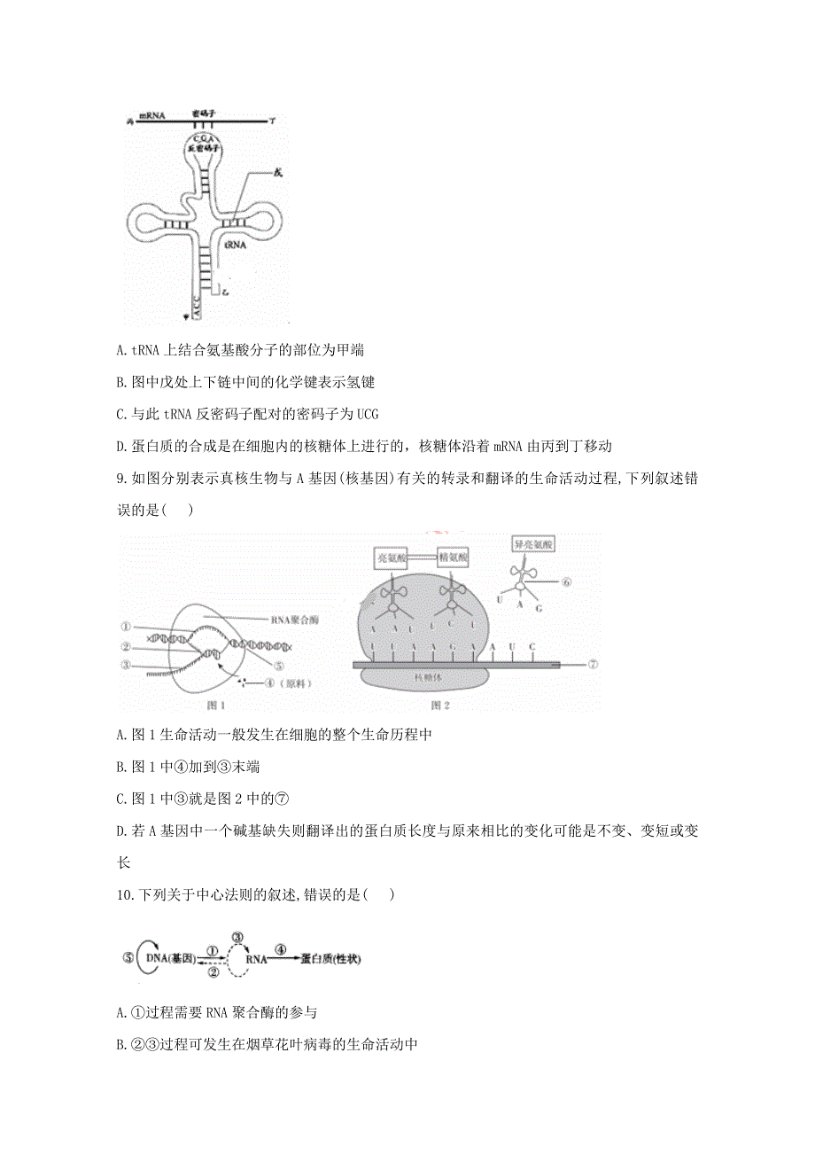 2021年高考生物一轮复习 第21讲 基因的表达跟踪练（含解析）.doc_第3页