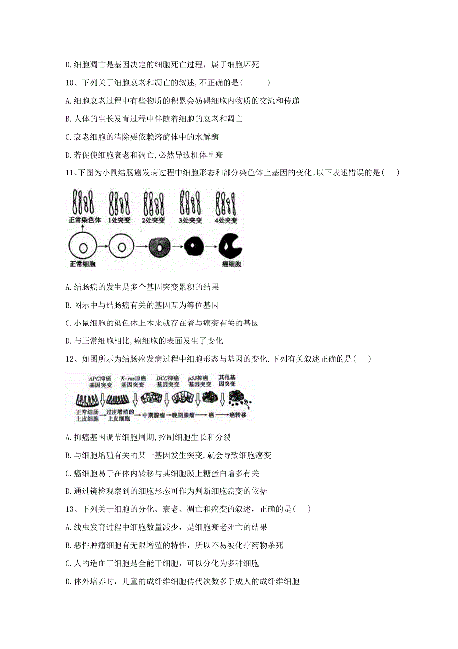 2021年高考生物一轮复习 第14讲 细胞的分化、衰老、凋亡及癌变跟踪练（含解析）.doc_第3页