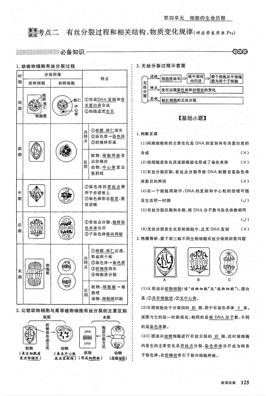 2021年高考生物一轮复习 第4单元 细胞的生命历程 第1讲 细胞的增殖 考点2 有丝分裂过程和相关结构、物质变化规律教案（PDF）.pdf_第1页