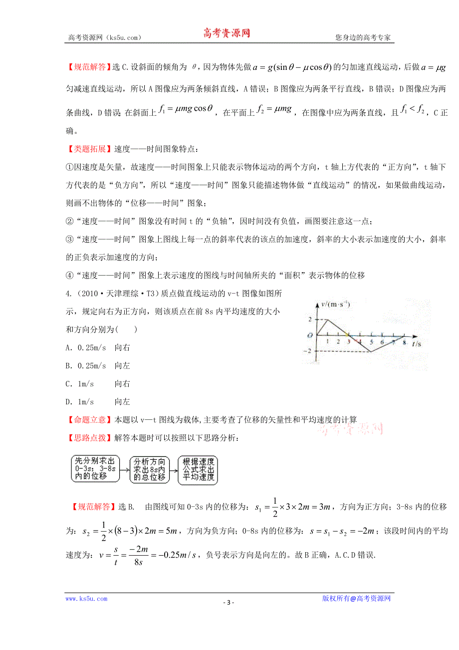 2016版《全程复习方略》高考物理（全国通用）总复习 2010～2014高考分类题库 考点1 直线运动 2010年 .doc_第3页