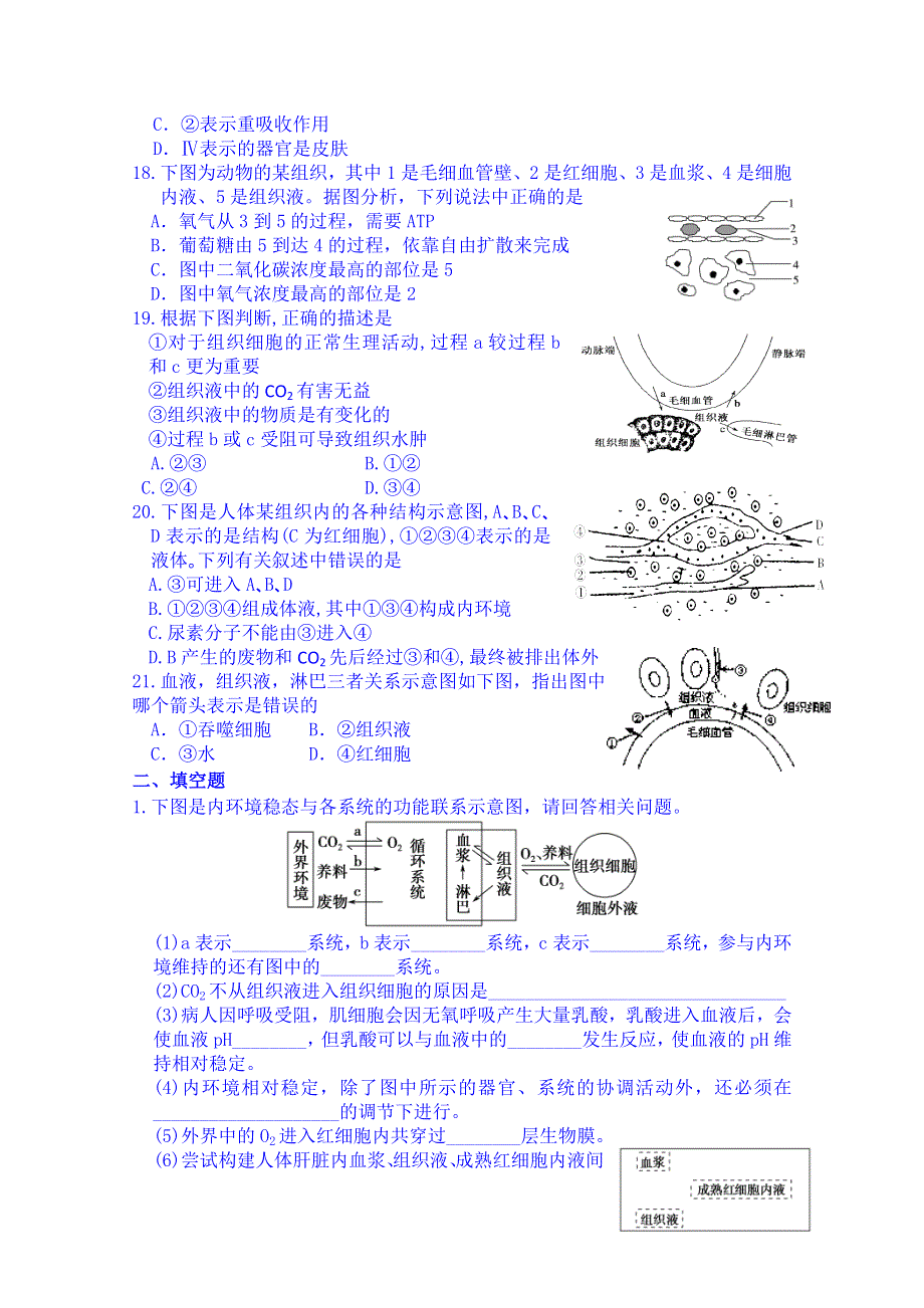 吉林省吉林市第一中学校人教版高中生物必修三练习 第一章 单元测试.doc_第3页