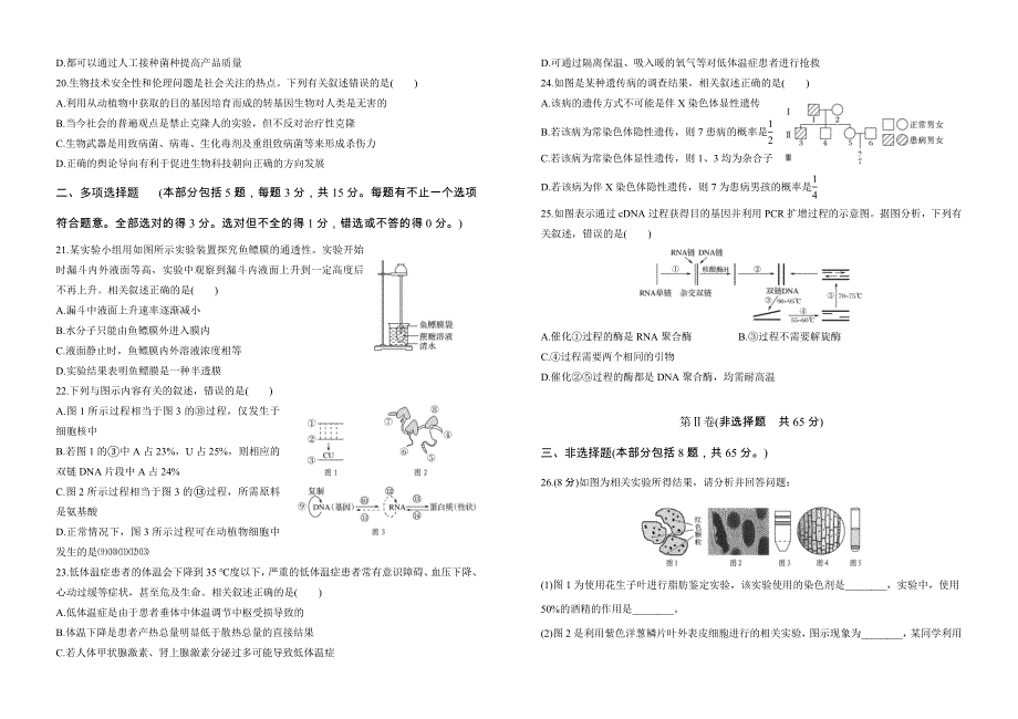 江苏省东台中学2020届高三上学期生物期末复习题一 WORD版含答案.doc_第3页