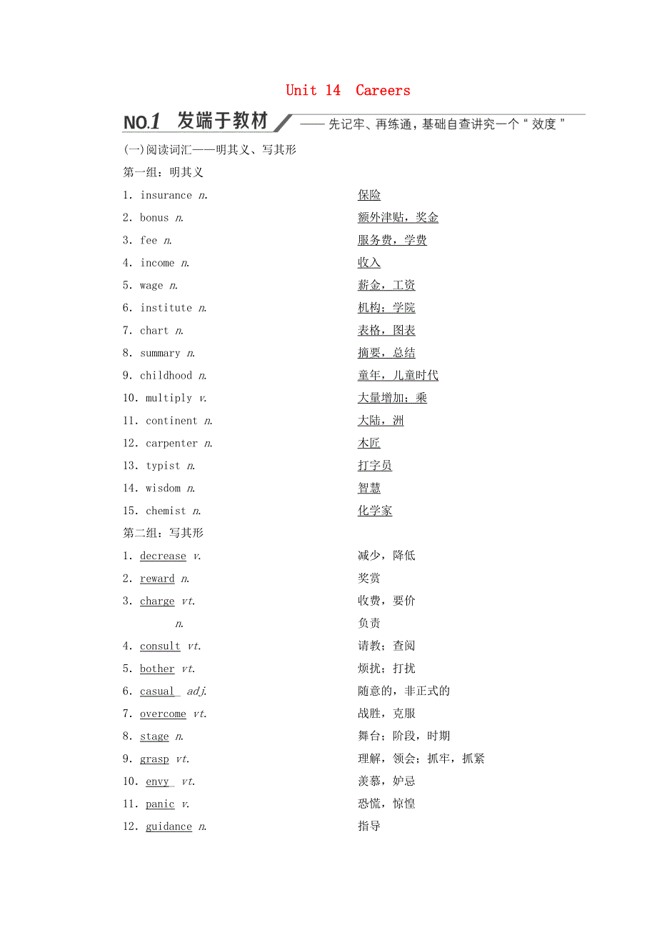 2022年高考英语一轮复习 Unit 14 Careers学案 北师大版必修5.doc_第1页