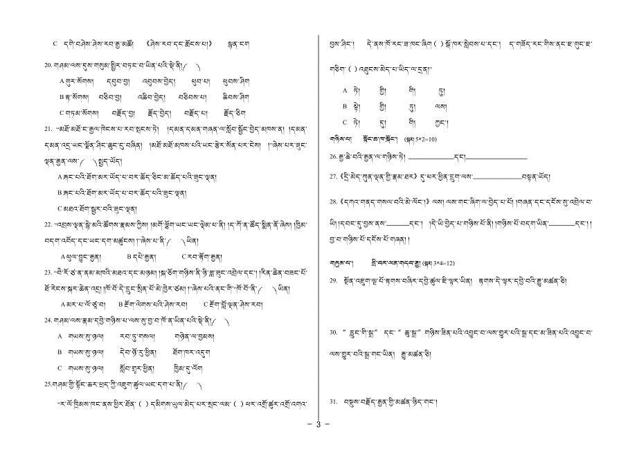 西藏日喀则区第一高级中学2017届高三上学期期中考试藏文试题 PDF版缺答案.pdf_第3页