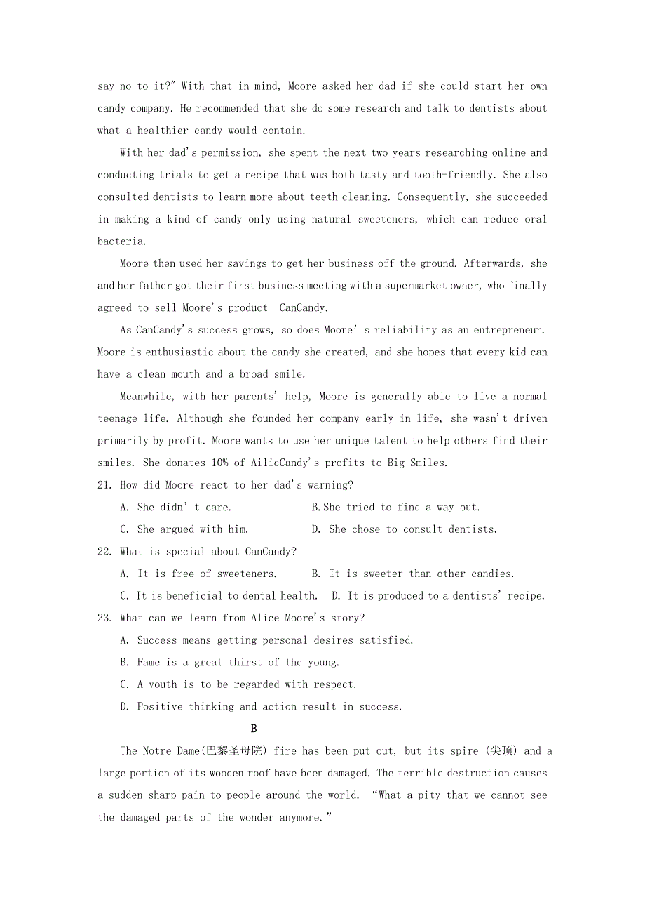 山东省滕州市第一中学2019-2020学年高一英语4月网课检测试题.doc_第3页