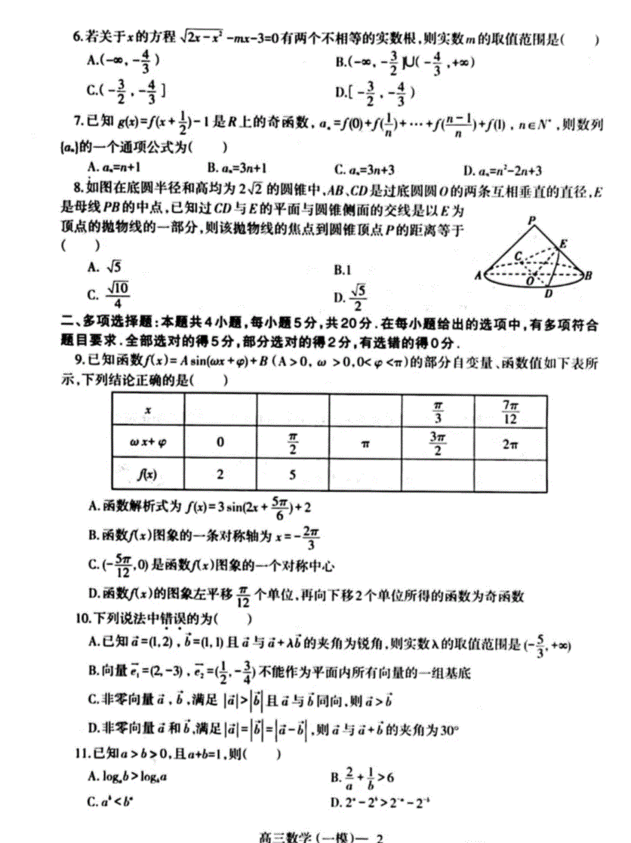 辽宁省铁岭市六校2021届高考数学 模拟试题（PDF）（含解析）.pdf_第2页