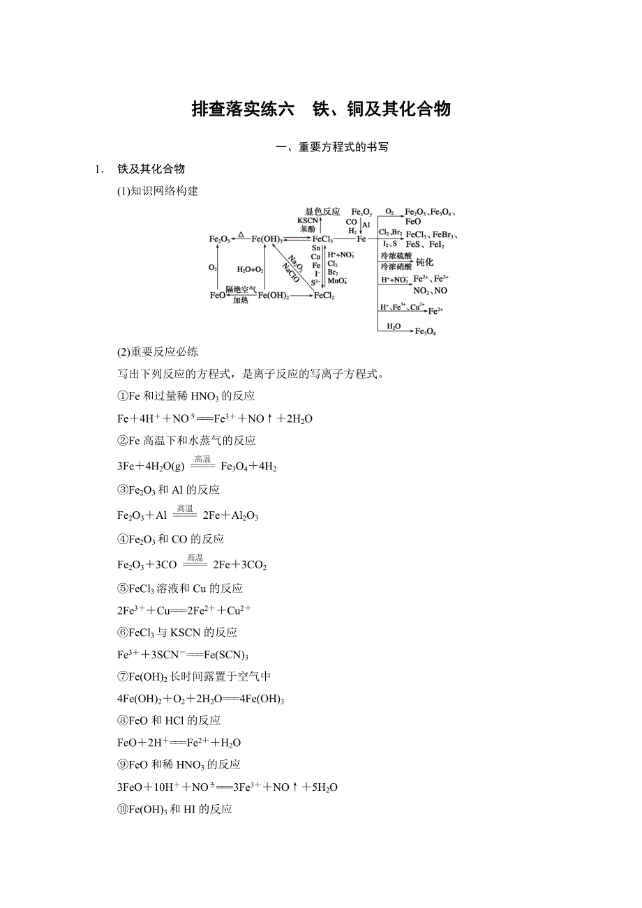 《步步高》2015届高三化学（四川专用）一轮配套文档：第3章 排查落实练六 铁、铜及其化合物.DOC_第1页