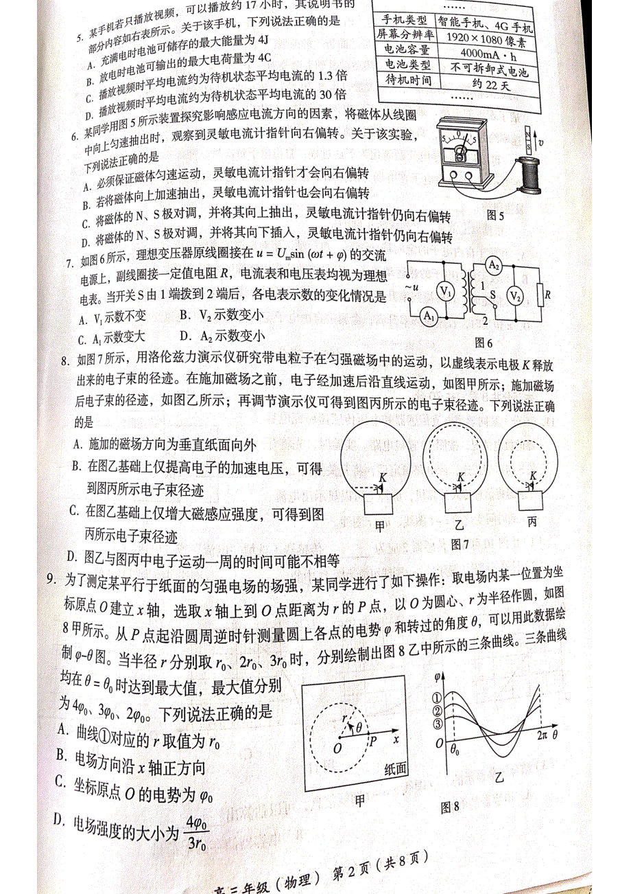 北京市海淀区2022届高三上学期期末考试物理试题 扫描版无答案.pdf_第2页