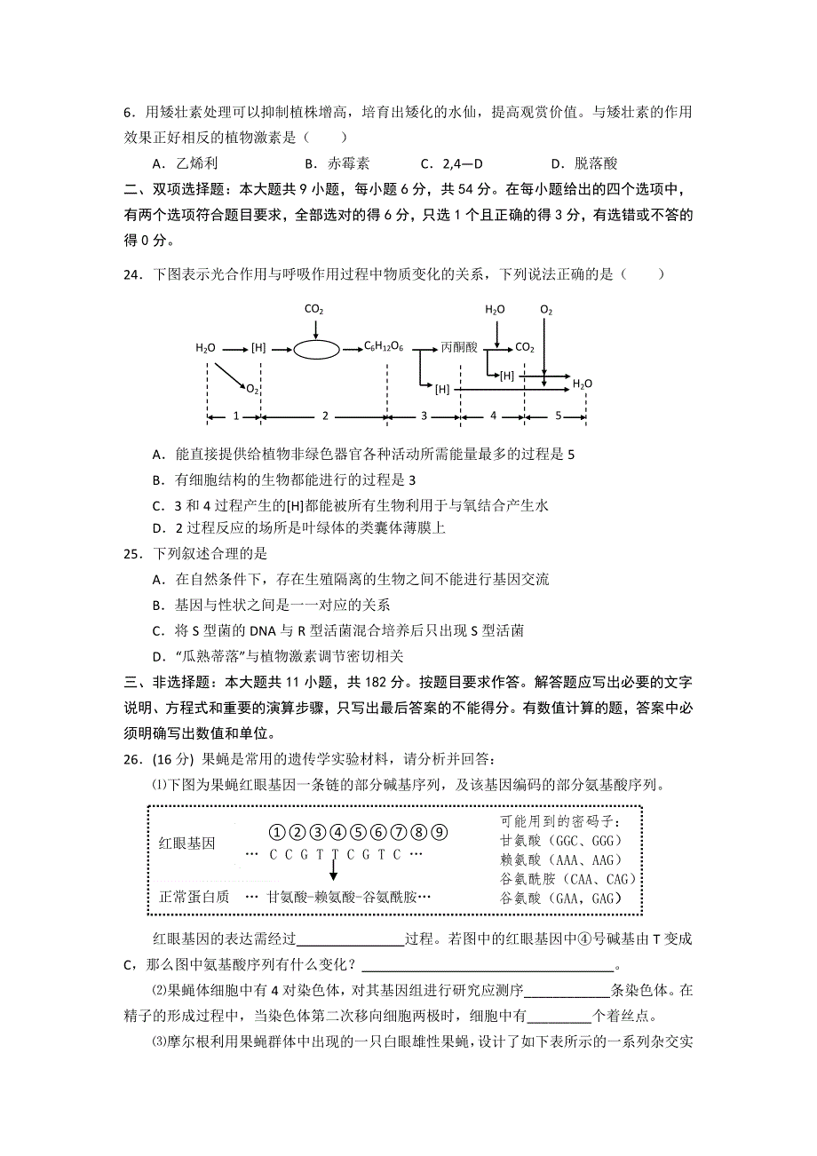 广东省汕头市金平区东厦中学2011-2012学年高二上学期期末考试生物试题 WORD版含答案.doc_第2页