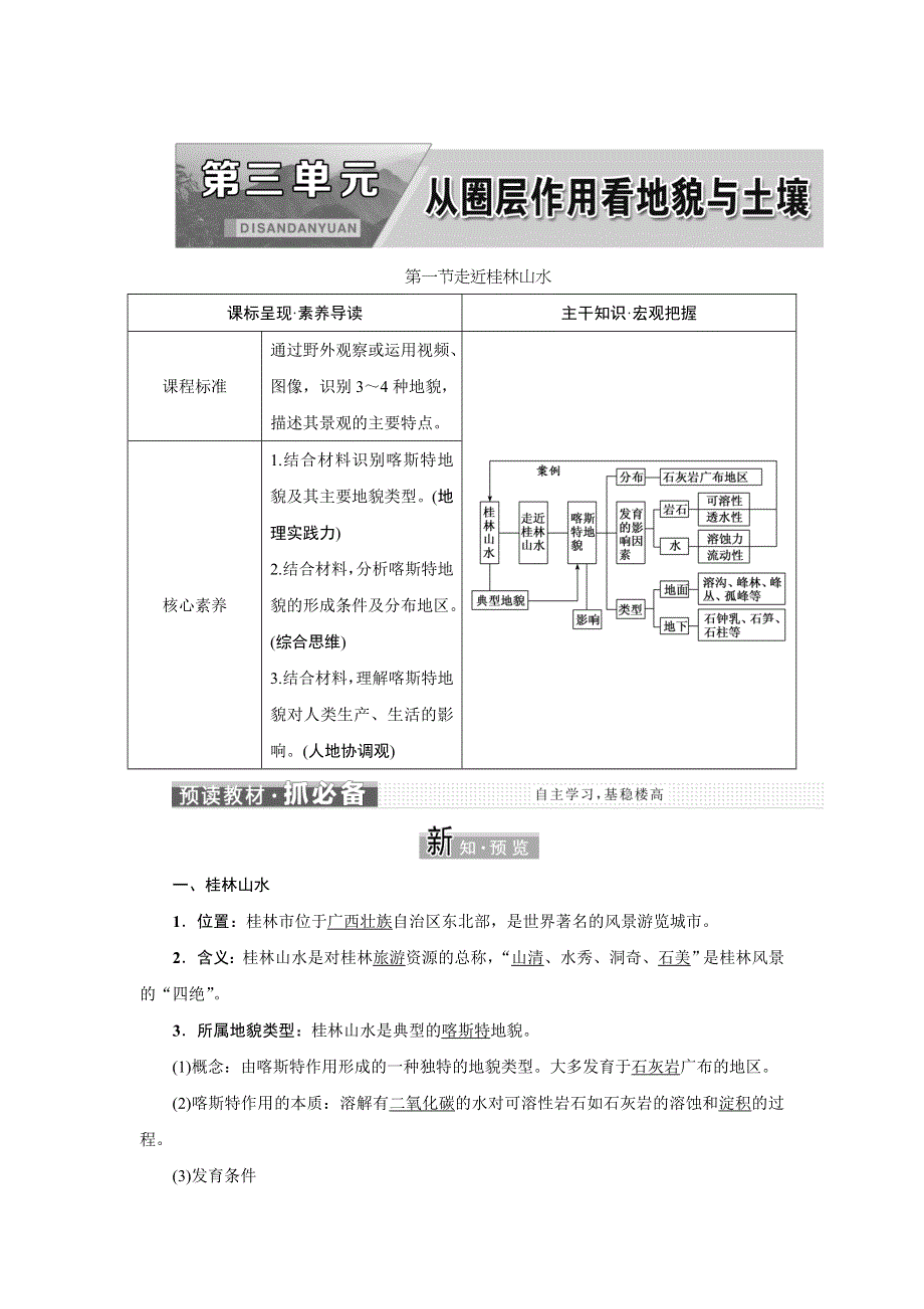 新教材2021-2022学年高中鲁教版地理必修第一册学案：3-1 走近桂林山水 WORD版含解析.doc_第1页