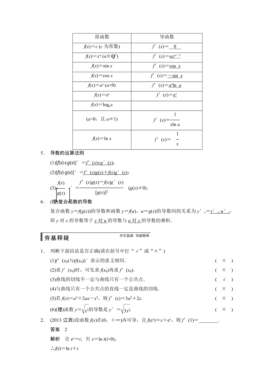 《步步高》2015年高考数学总复习（人教A版理科）配套《配套WORD版文档》教案：第三章 导数及其应用 3.1.DOC_第2页