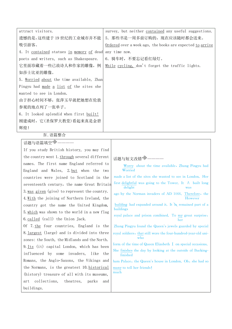 2021年高考英语调研大一轮复习 课时作业22 Unit 2 TheUnited Kingdom（A卷）新人教版.doc_第3页