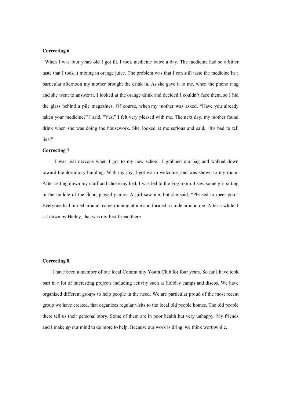 内蒙古赤峰二中高考英语总复习专项检测：改错（CORRECTING） 6-10 WORD版含答案.doc_第1页