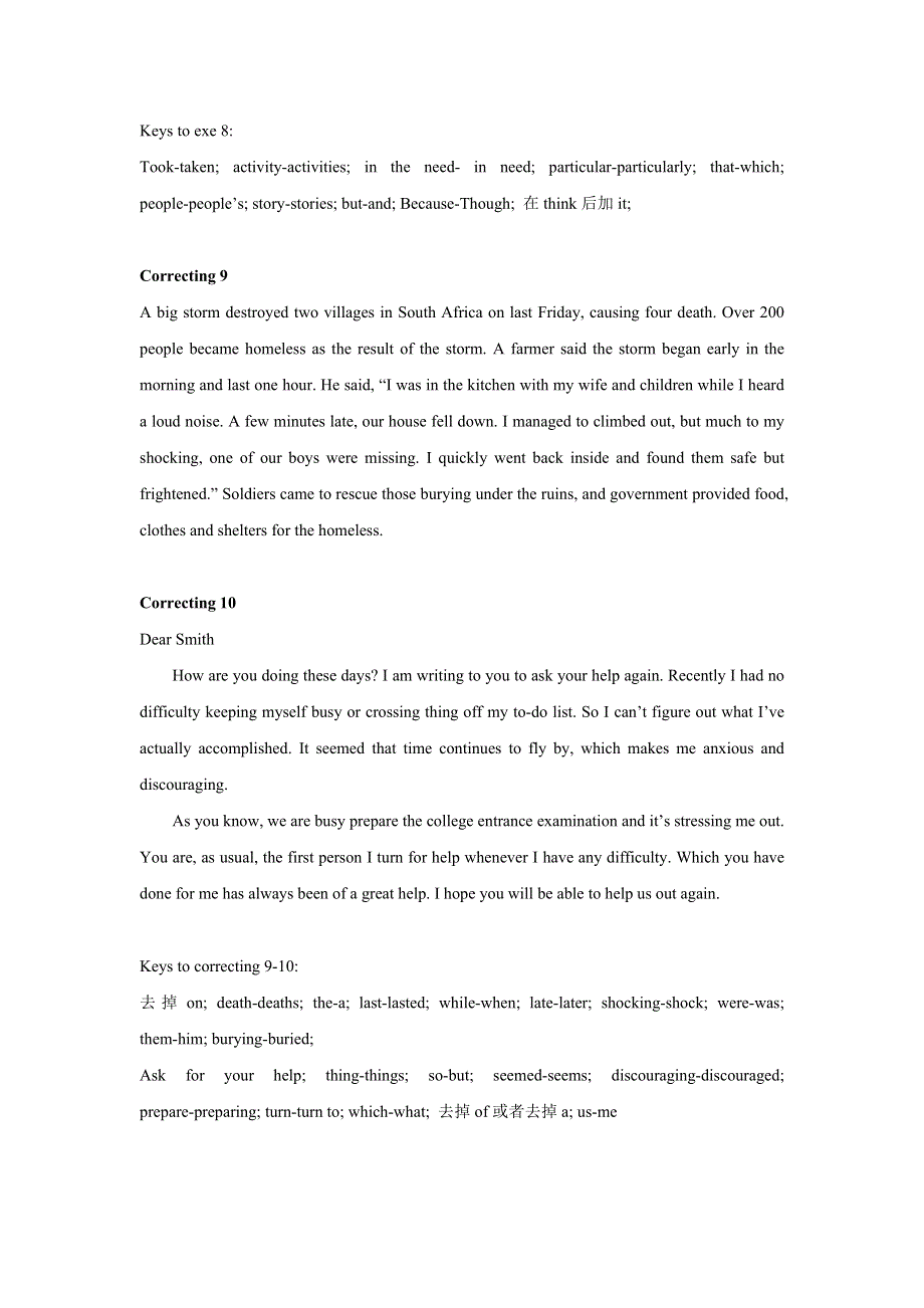 内蒙古赤峰二中高考英语总复习专项检测：改错（CORRECTING） 6-10 WORD版含答案.doc_第2页