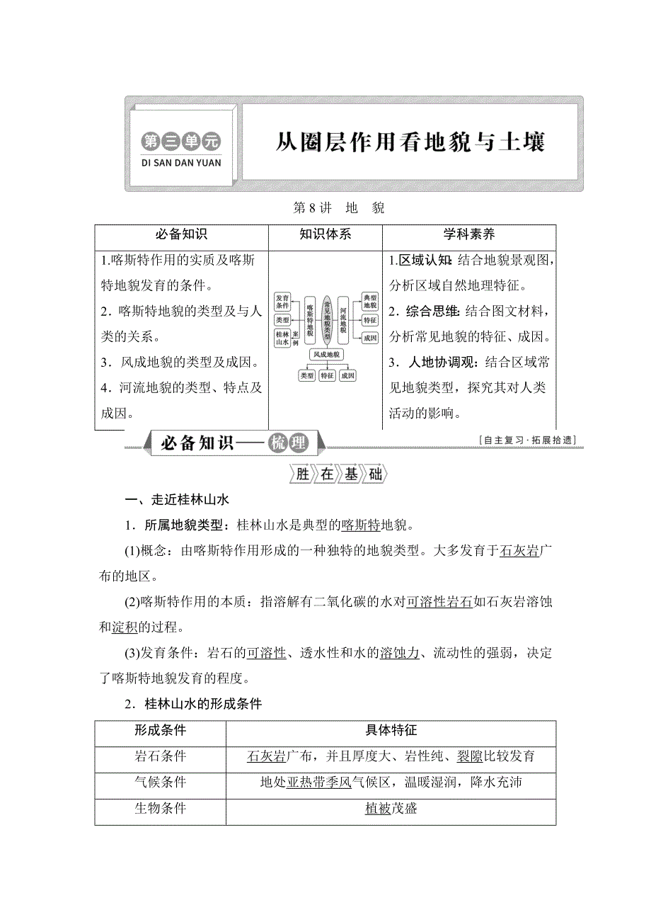 2022新教材高考地理鲁教版一轮总复习学案：第三单元 第8讲　地　貌 WORD版含答案.doc_第1页