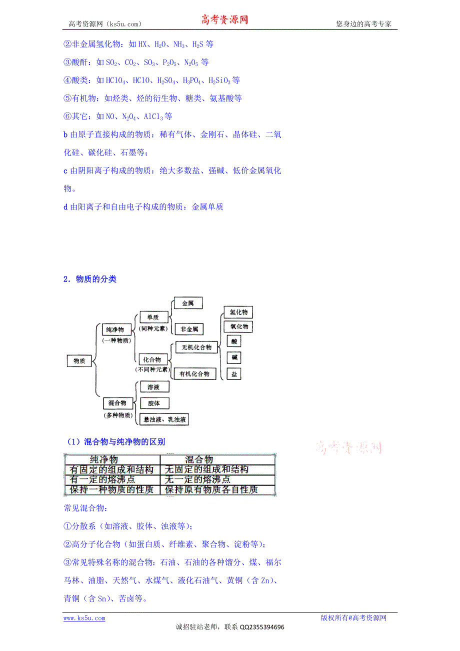 北京市第四中学2016届化学高考总复习学案：无机化学基本概念 1 物质的组成、分类、性质和基本化学用语 WORD版缺答案.doc_第2页