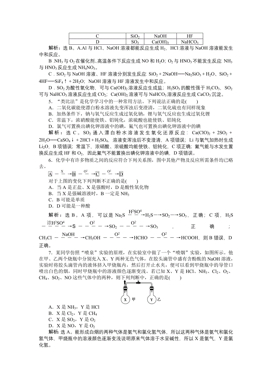 2016版优化方案高考化学（浙江专用）二轮复习 上篇 专题三 元素及其化合物 第十讲专题强化训练.doc_第2页