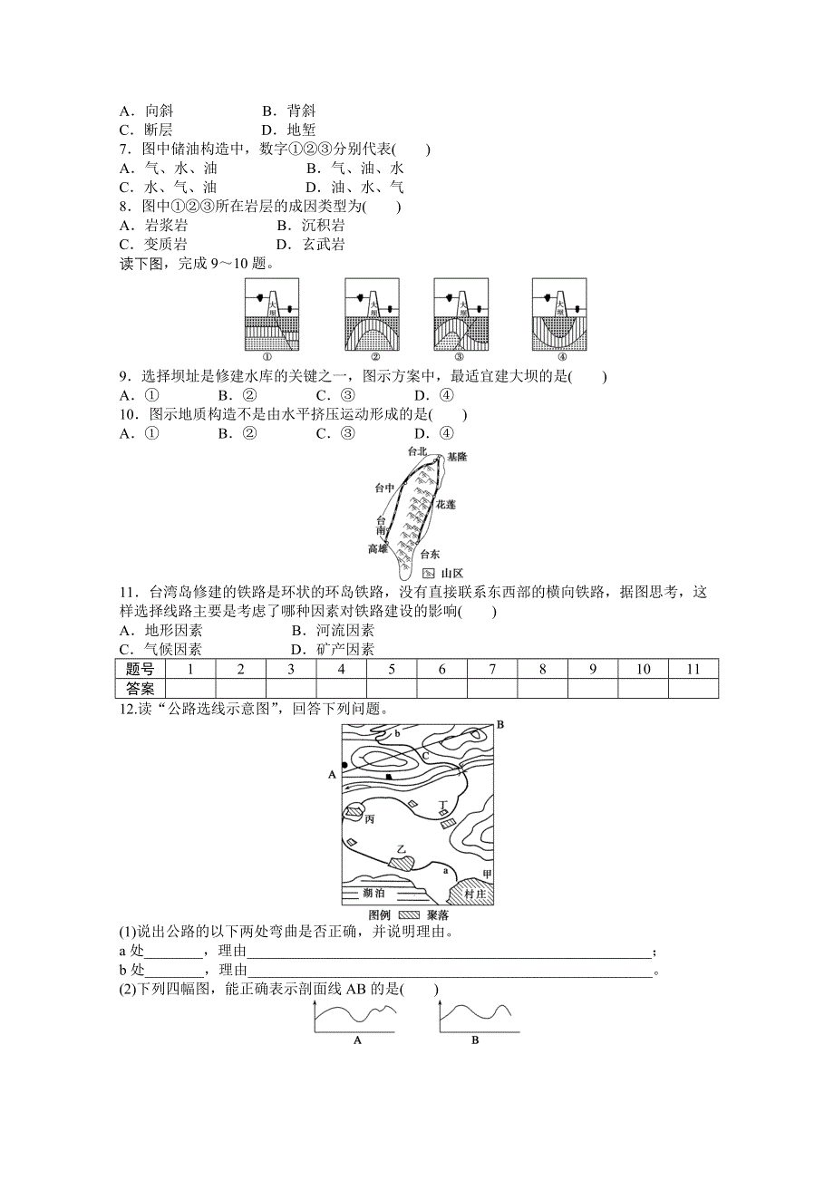 2012高一地理新人教版必修一课后练习 4.2 山地的形成.doc_第2页