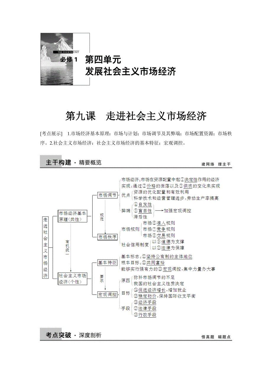 《步步高》2015年高考政治一轮总复习配套文档：第4单元 第9课 走进社会主义市场经济.doc_第1页