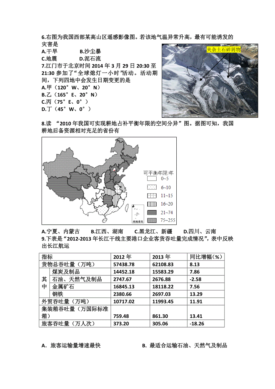 广东省江门市外海中学2015届高三8月摸底考试地理试题 WORD版含答案.doc_第2页