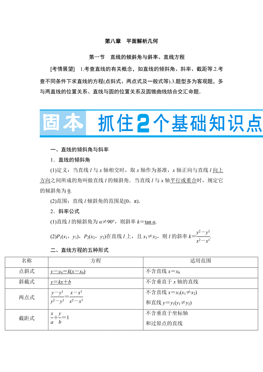 2016版《名师金典》高考数学（理科）大一轮复习教师用书：第八章平面解析几何 .doc_第1页