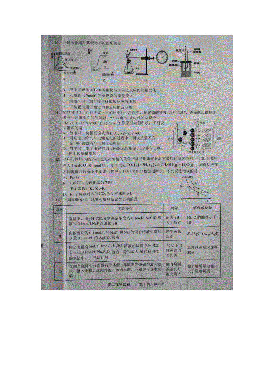 江西省上饶市2022-2023学年上学期期末教学质量测试高二化学试卷 WORD版无答案.docx_第3页