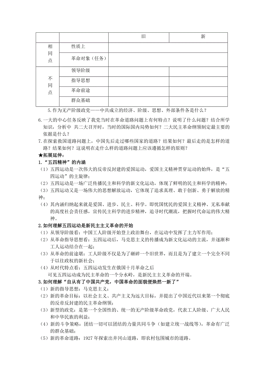 《经典复习》高三历史（人民版）一轮复习学案：新民主主义革命（必修一）.doc_第2页